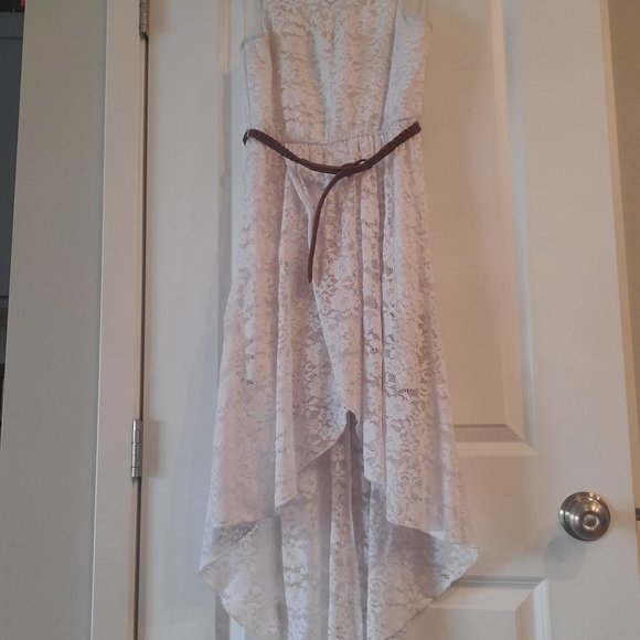 Lily Rose High-Low White Lace Dress - Juniors Medium - Picture 7 of 17